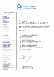 Convocatoria asamblea odinaria diciembre 2018