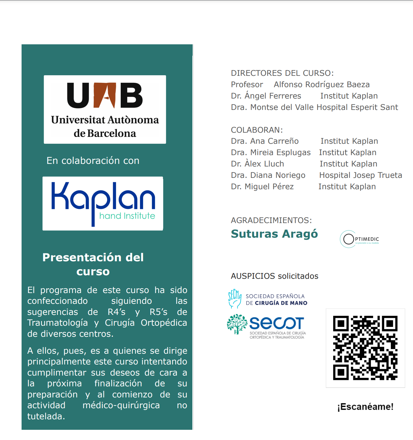 CURSO DE ANATOMÍA QUIRÚRGICA DE LA MANO Y DEL CODO